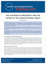 The Austrian EU presidency and the future of the constitutional treaty