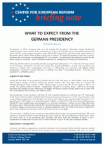 What to expect from the German presidency
